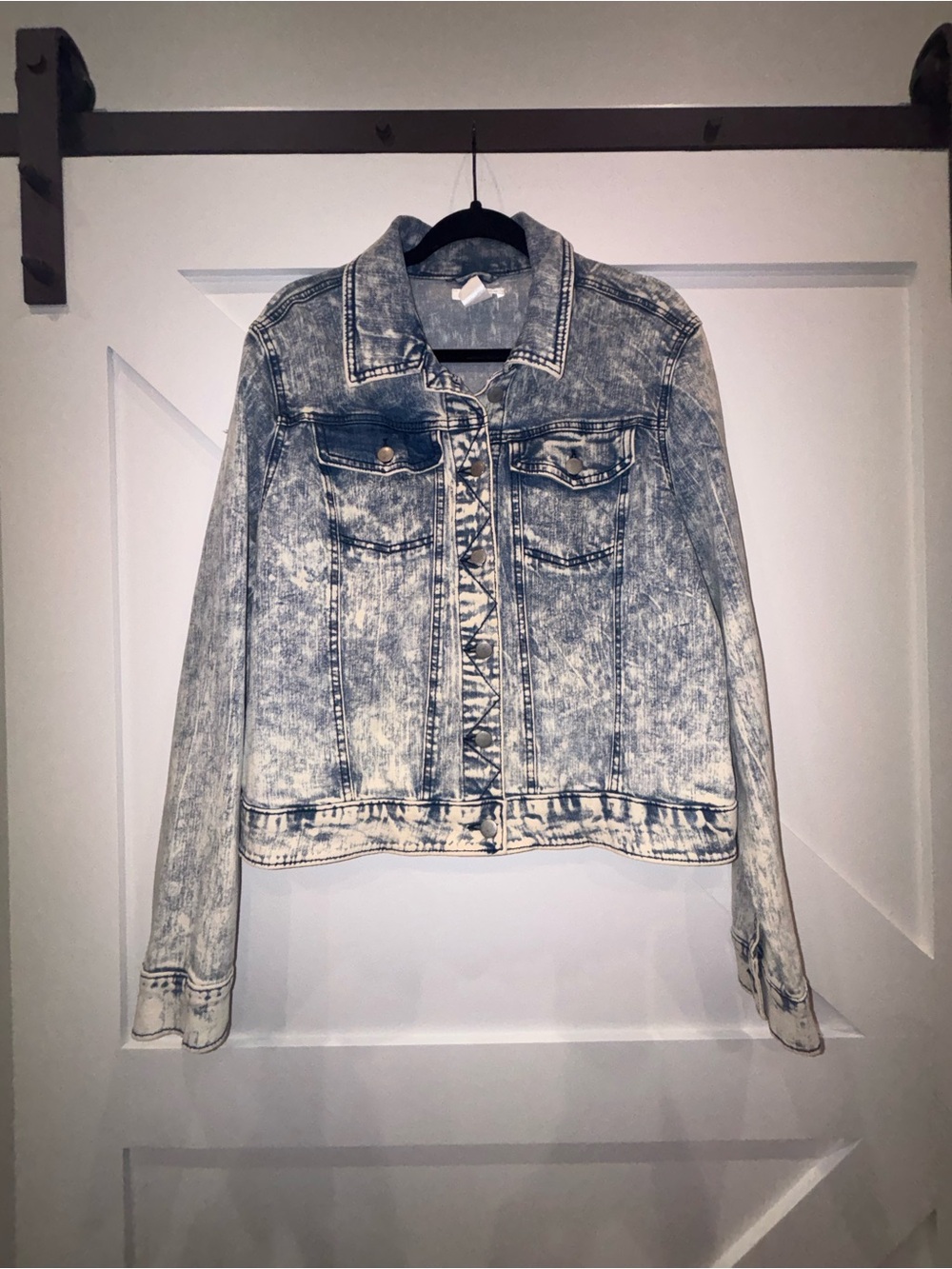 love, Fire Faded Light Blue Acid-Wash Denim Jacket